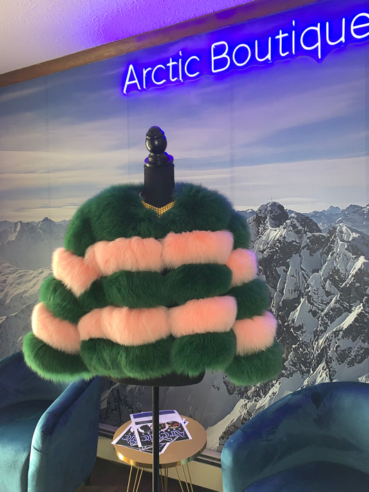 The Pink/Green Fox Fur Coat