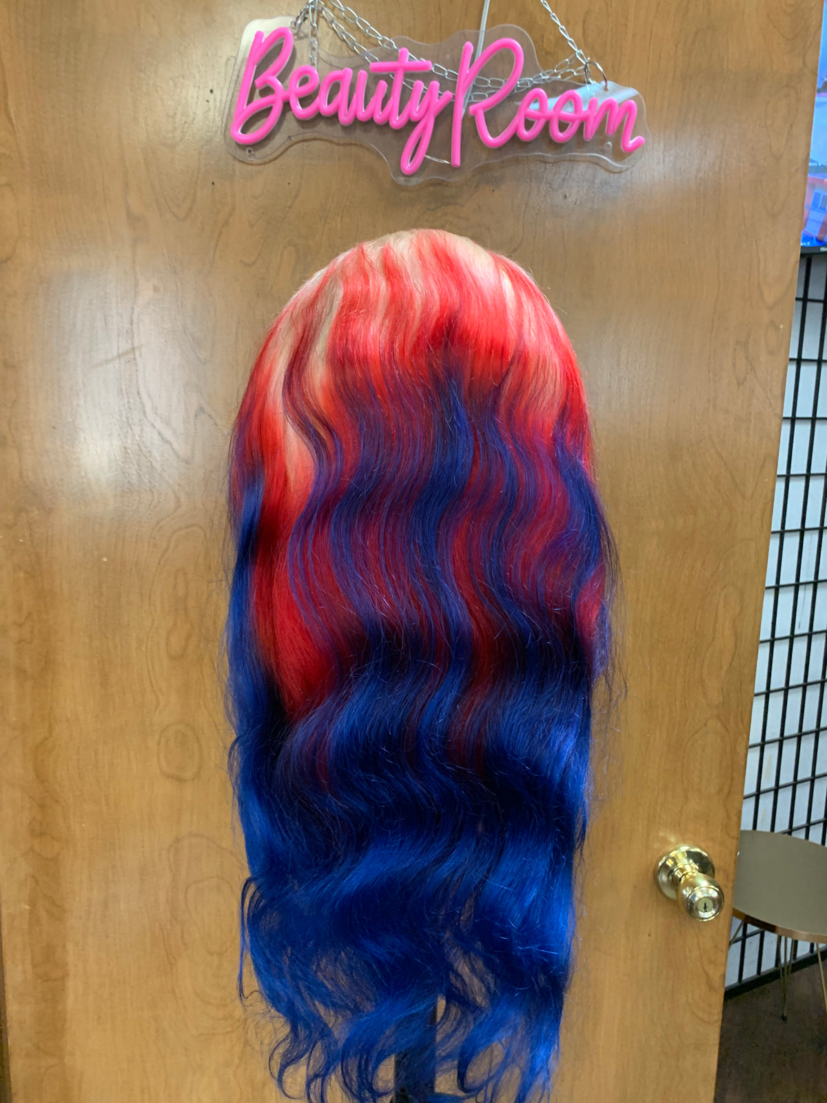 Blonde/red/blue 5x5 HD 26 inch wig