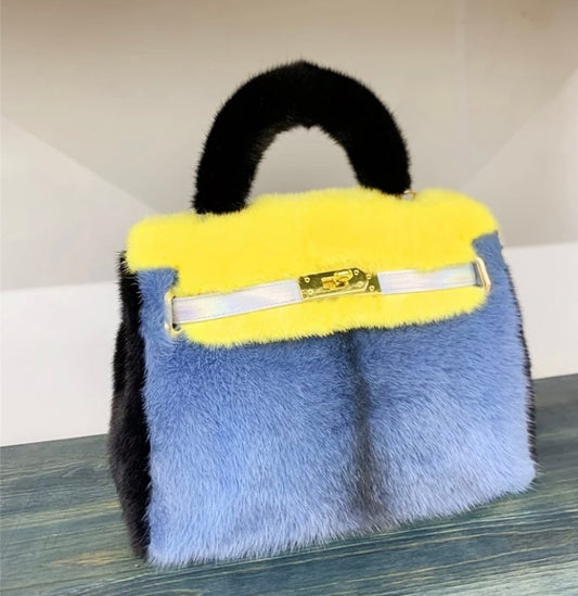 Mink fur handbag
