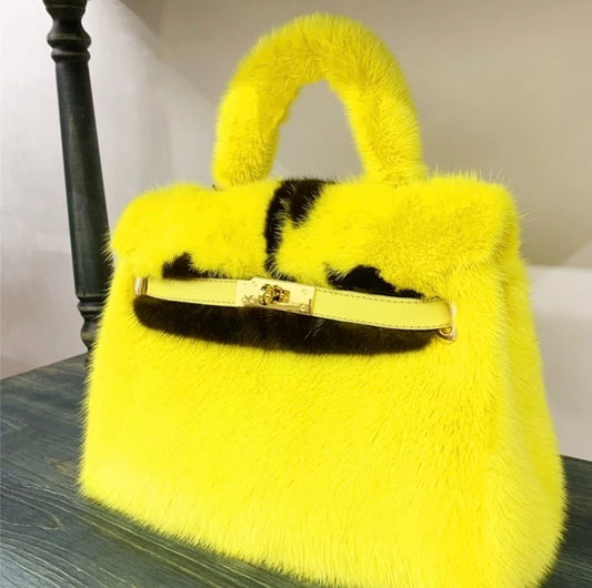 Mink fur handbag