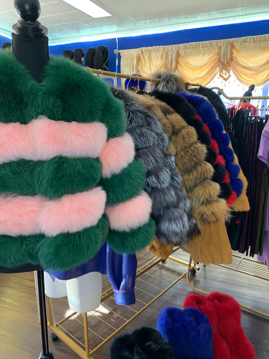The Pink/Green Fox Fur Coat