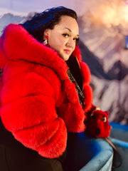 Fox fur Hooded Cropped Coat