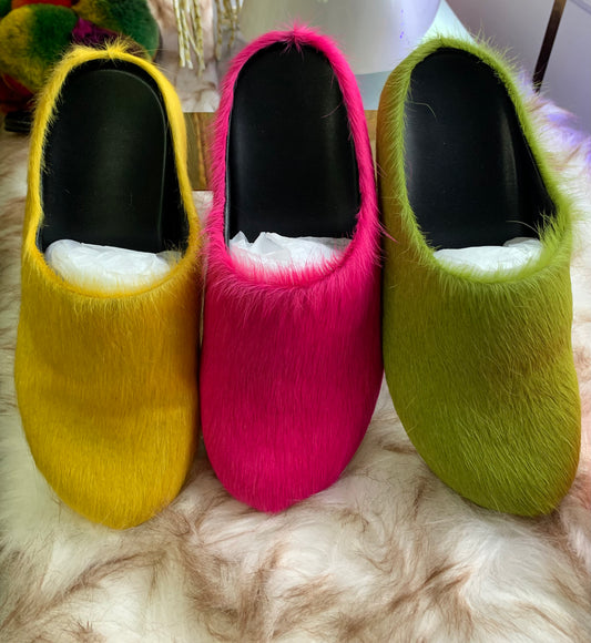 Unisex Calf Hair Mules Shoes 🔥