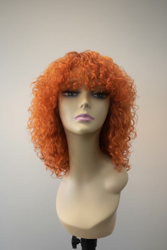100% Human Hair Orange Curly Wig