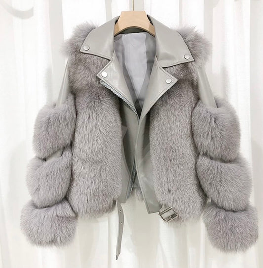 Leather & Fox Fur Motorcycle Jackets