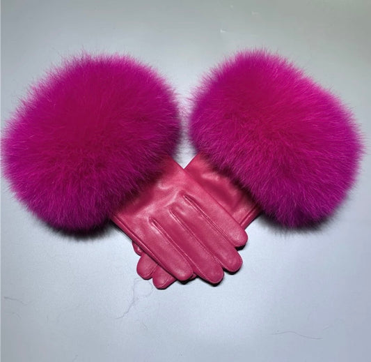 Gloves: Leather and fox fur
