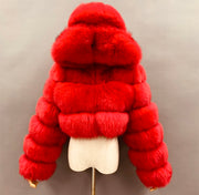 Fox fur Hooded Cropped Coat